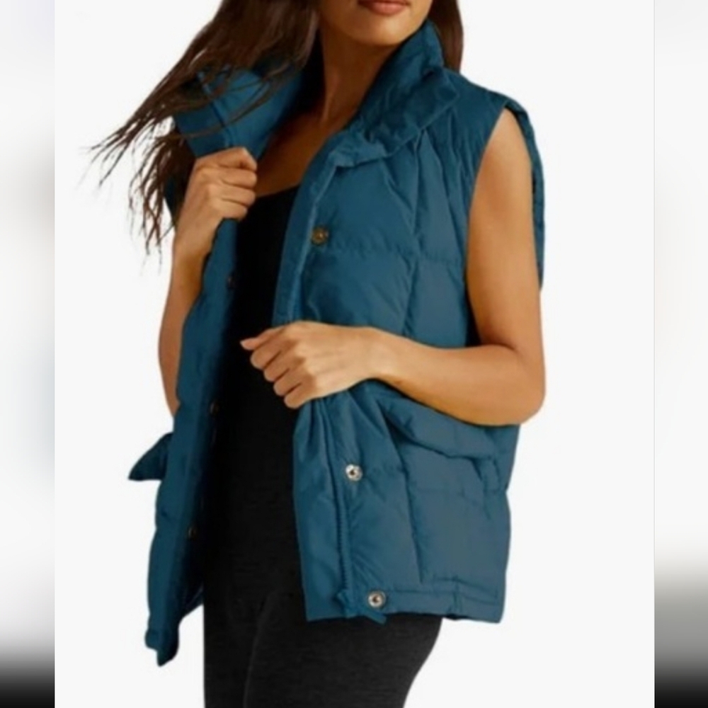 NWT Beyond Yoga BLUE Quilted Puffer Vest, Sz XS